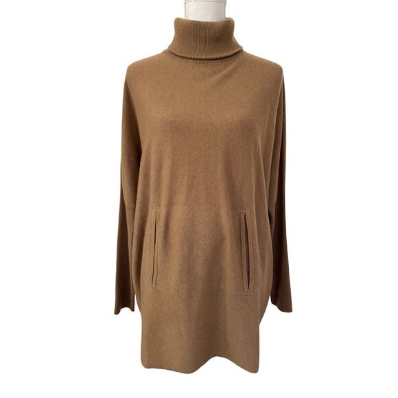 Garnet Hill Womens Wool Cashmere Turtleneck Sweater Size S Tan Cozy Quiet Luxury - Picture 1 of 9
